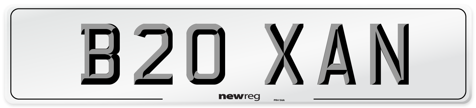 B20 XAN Number Plate from New Reg